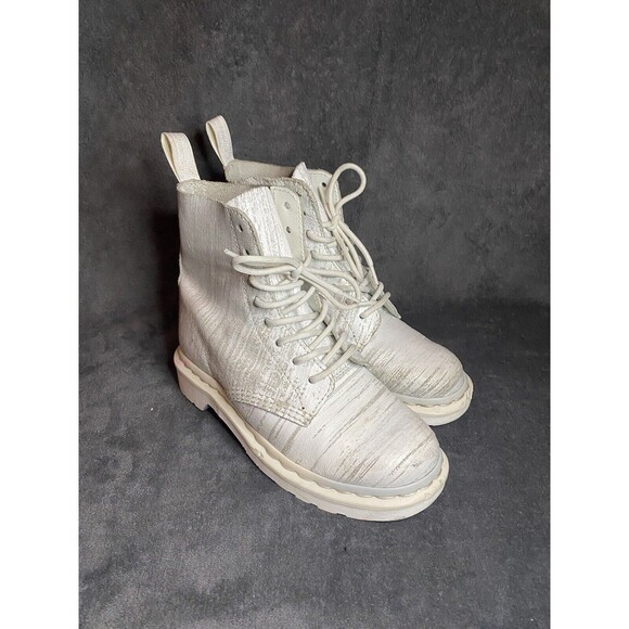 Dr Martens Rare Pascal Painter White Leather Combat Boots Size US L6, US M4 - Picture 1 of 8